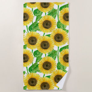 Sunflowers watercolor beach towel