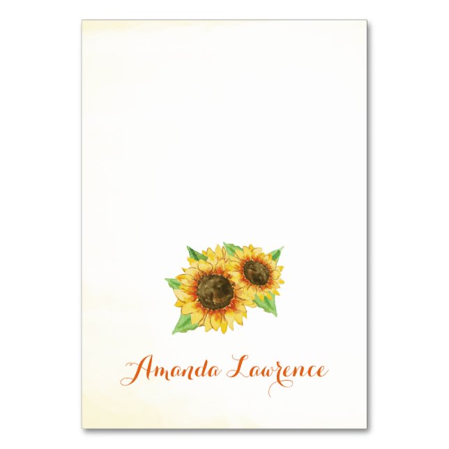 Sunflowers Watercolor Cartes de lieu personnalisée (Par défaut)