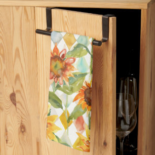 Sunflowers Watercolor floral Kitchen Towel