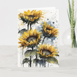 Sunflowers - Watercolor flowers Card