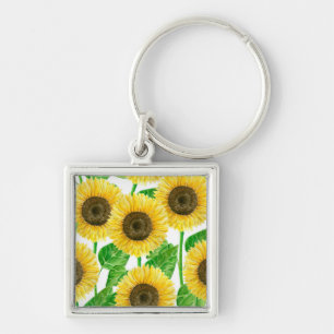 Sunflowers watercolor keychain