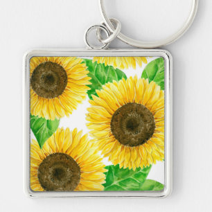 Sunflowers watercolor keychain