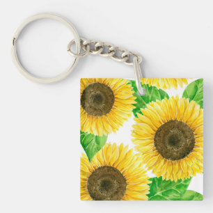 Sunflowers watercolor keychain
