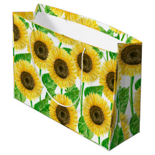 Sunflowers watercolor large gift bag