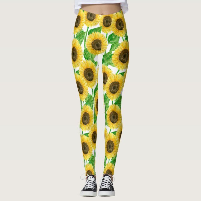 Sunflowers watercolor leggings (Front)
