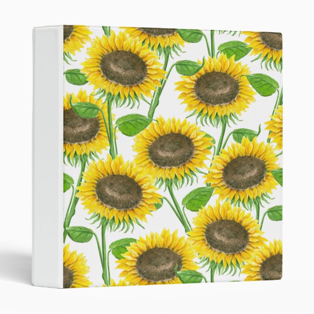 Sunflowers watercolor pattern binder (Front/Spine)