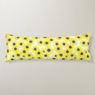Sunflowers watercolor pattern body pillow