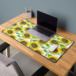 Sunflowers watercolor pattern desk mat