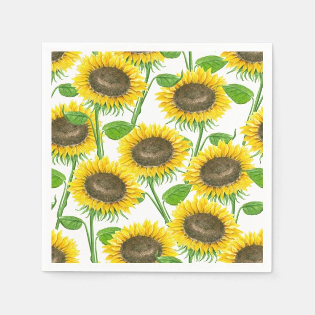 Sunflowers watercolor pattern napkin (Front)