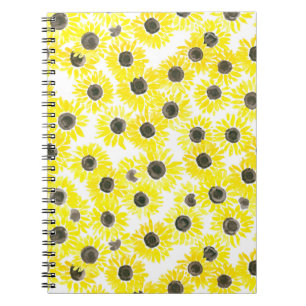 Sunflowers watercolor pattern notebook
