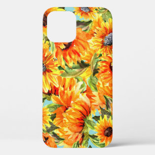 Sunflowers Watercolor: Seamless Illustration iPhone 12 Case