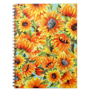Sunflowers Watercolor: Seamless Illustration Notebook