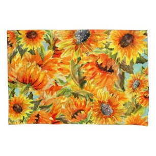 Sunflowers Watercolor: Seamless Illustration Pillowcase