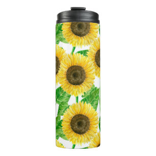 Sunflowers watercolor thermal tumbler