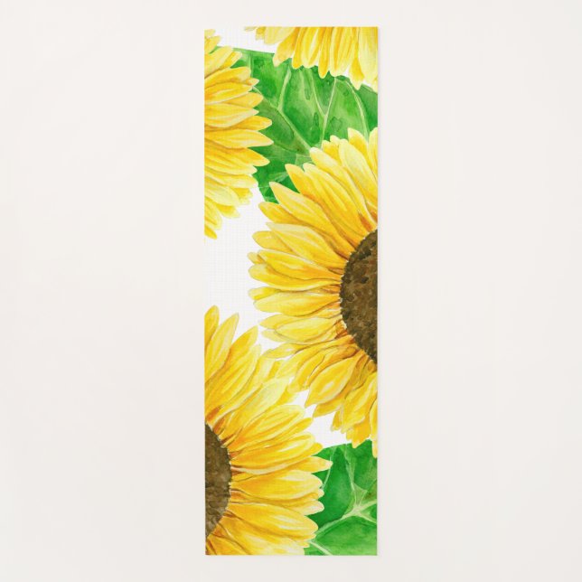 Sunflowers watercolor yoga mat (Front)
