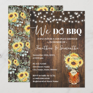 Sunflowers We do BBQ Couple Shower Country Wedding Invitation