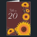 Sunflowers Wedding Party Table Number Card<br><div class="desc">Sunflowers designed table numbering card. Elegant,  fully customizable to use for weddings,  parties,  bridal shower,  engagement and any other special occasions. 
 Click "Customize It" button to change text's colours or fonts.
 Original design by Ruxique. 

Look for matching items from this collection.</div>