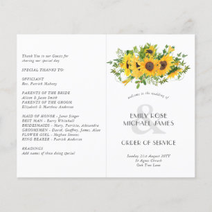 Sunflowers Wedding Program or other Event  Custom