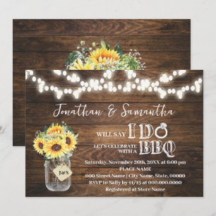 Sunflowers Western Before I do BBQ Couples Shower Invitation