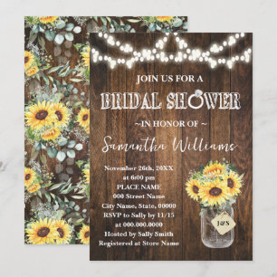 Sunflowers Western Bridal Shower Wedding Shower Invitation