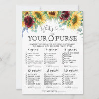 Sunflowers What's In Your Purse Bridal Shower Game