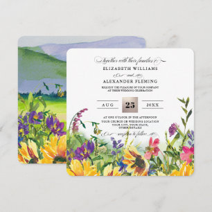 Sunflowers   Wild Meadow Rustic Wedding Invitation