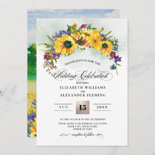 Sunflowers   Wild Meadow Summer Rustic Wedding Invitation