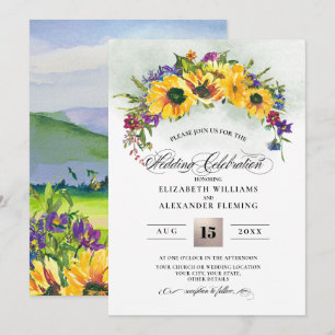 Sunflowers   Wild Meadow Summer Rustic Wedding Invitation
