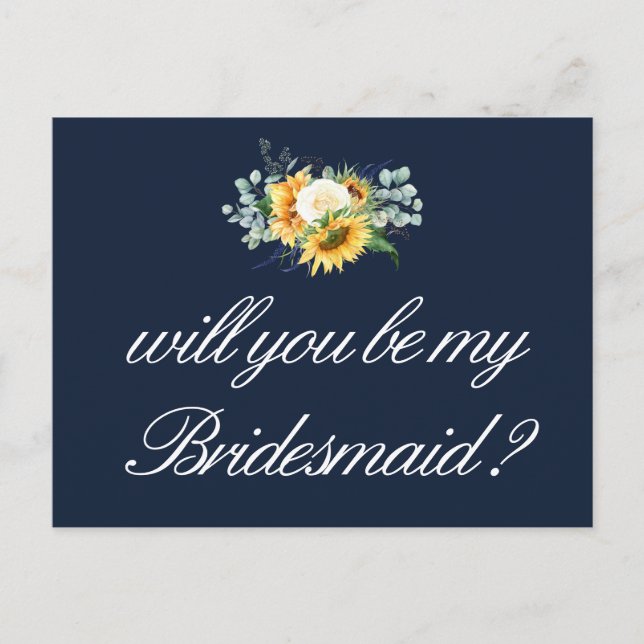 sunflowers will you be my Bridesmaid card (Front)