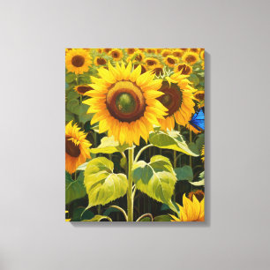 Sunflowers with a Blue Butterfly Canvas Print