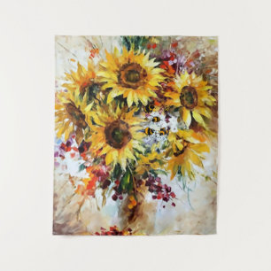 sunflowers with bees    tapestry