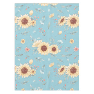Sunflowers With Blue Background Tablecloth