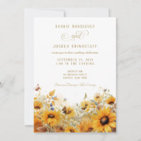 Sunflowers with Butterflies Wedding Invitation