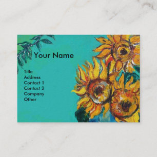 SUNFLOWERS WITH CAT BUSINESS CARD