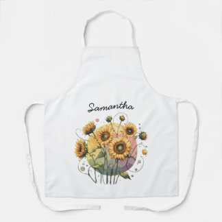 Sunflowers with Customizable Name Apron