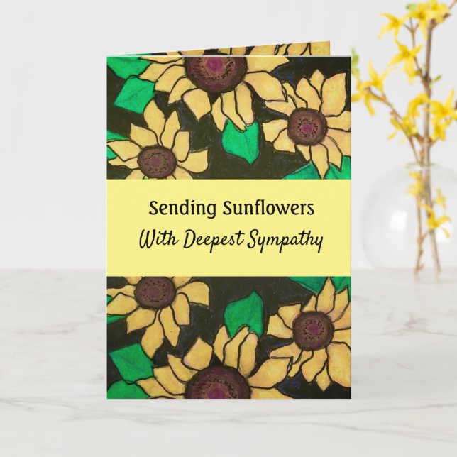 Sunflowers With Deepest Sympathy Prayers Care Card (Yellow Flower)