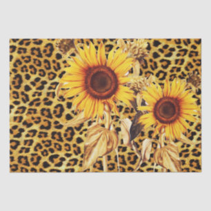 SUNFLOWERS WITH LEOPARD FUR BOW SUMMER PARTY  TISSUE PAPER