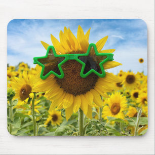 Sunflowers With Star Sunglasses Mouse Pad