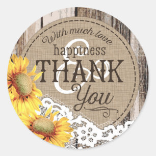 Sunflowers Wood Lace Rustic Country Wedding Label