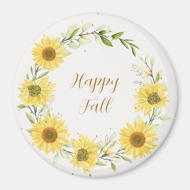 Sunflowers wreath with customizable text  magnet (Front)
