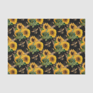 Sunflowers Yellow Black Bees Bouquet Tissue Paper