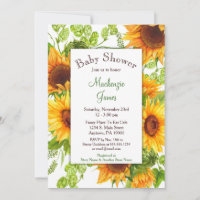 Sunflowers Yellow Floral Baby Shower Invitation