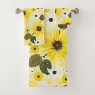 Sunflowers Yellow Floral Bath Towel Set
