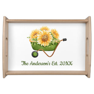 Sunflowers Yellow Floral Rustic Country Watercolor Serving Tray