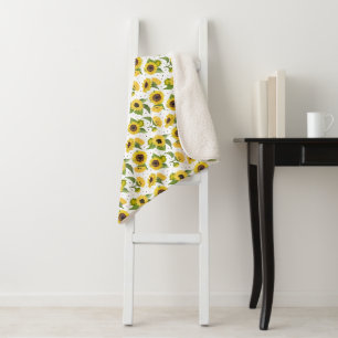 Sunflowers yellow flowers cute floral  sherpa blanket
