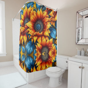 Sunflowers yellow red and Blue