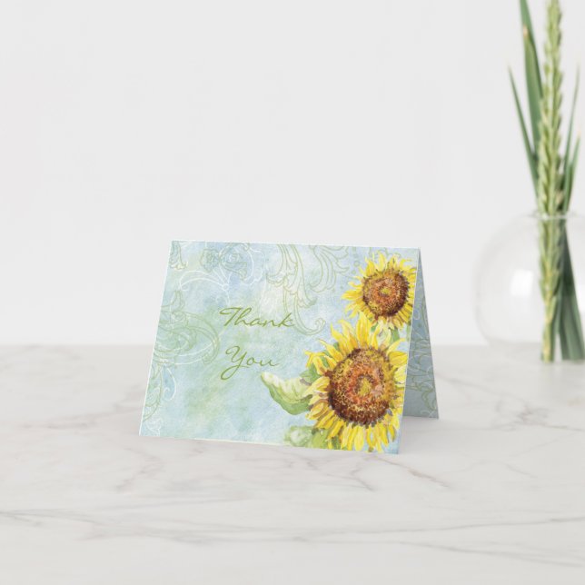 Sunflowers'n Swirls, Mariage Merci Cartes de notes (Devant)