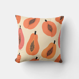 Sunfruit Slice Papaya Orange Hues Throw Pillow