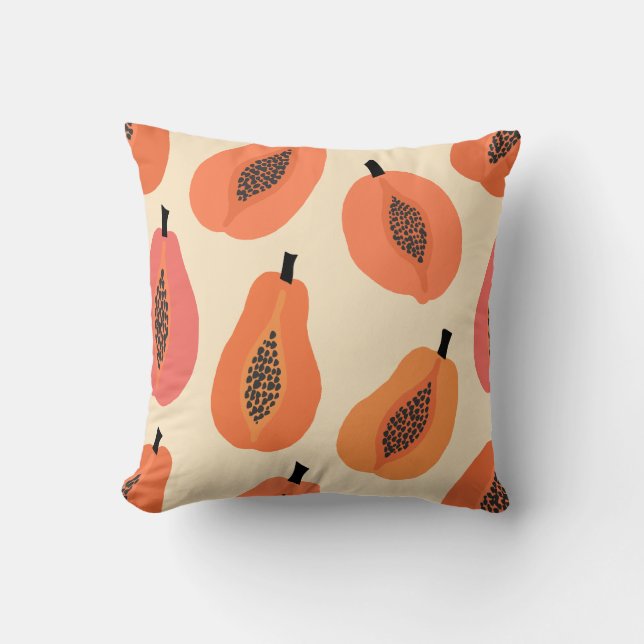 Sunfruit Slice Papaya Orange Hues Throw Pillow (Front)