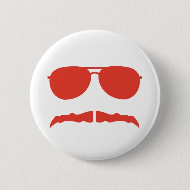 sunglasses and 'stache 2 inch round button (Front)